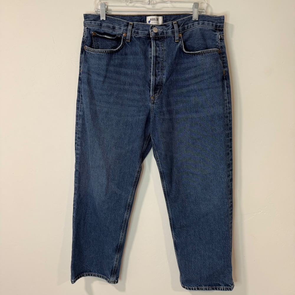 Agolde Womens Jeans 31 Blue Excellent 90s Crop Straight Leg Denim A173C-1141